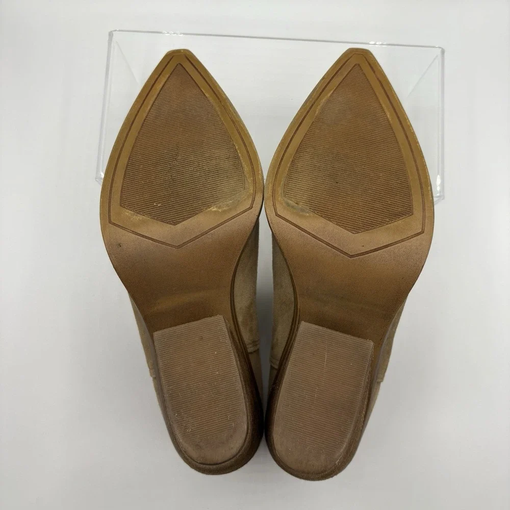 STEVE MADDEN Camryn Booties Women's Size 8.5 Beige Suede Leather‎ Cowboy Boot
